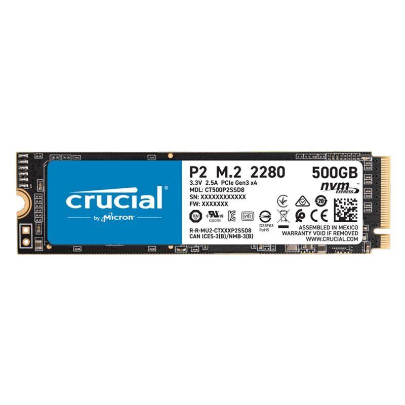 Unidad de estado solido Crucial P2 de 500GB (NVMe, 3D NAND, 2100/1150MB/s)-0