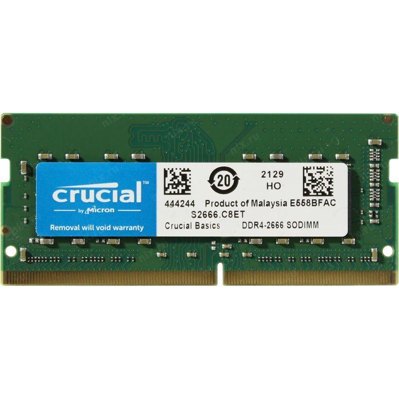 Memoria RAM Crucial Basics de 8GB (DDR4, 2666MHz, SO-DIMM, CL19, 1.2V)-0