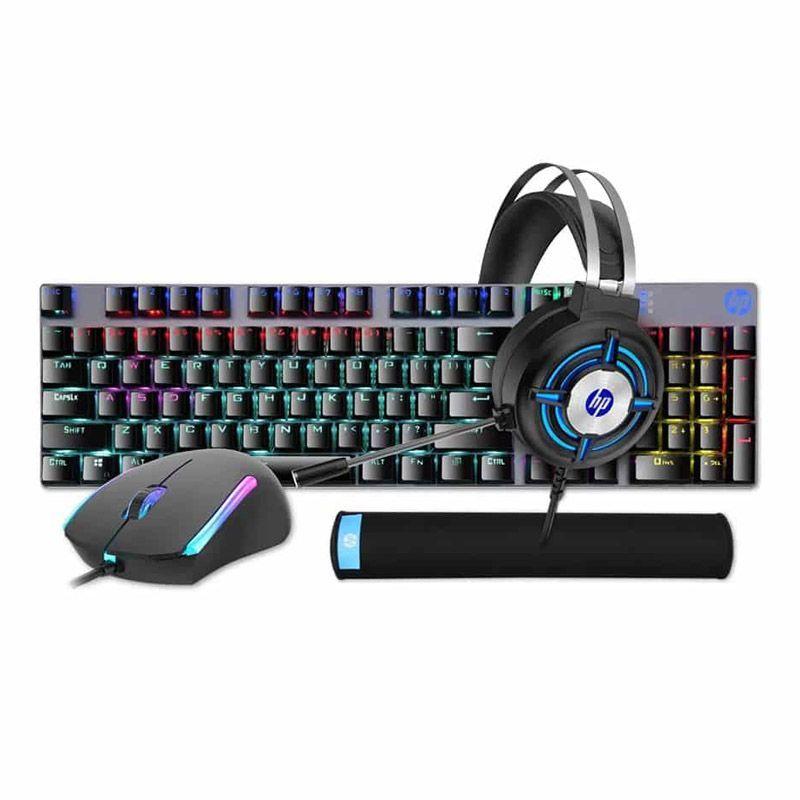 Kit Gamer HP GM3000 (Teclado Mecánico + Mouse + Audífonos + MousePad)-0
