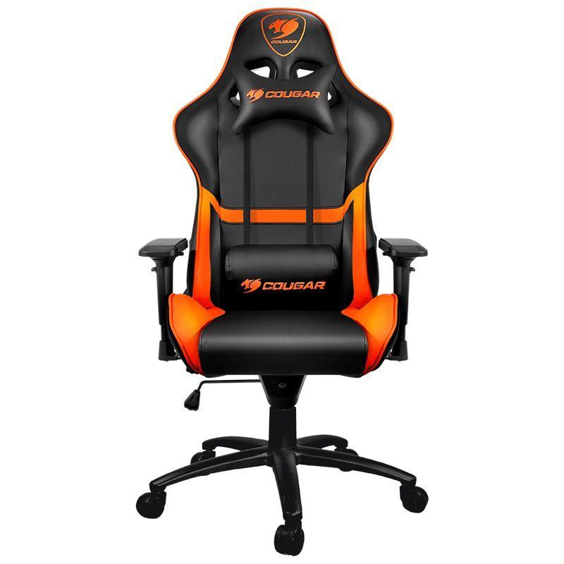 Silla Gamer Cougar Armor (Reclinable, Cojin cabeza y lumbar, Negro/Naranjo)-0