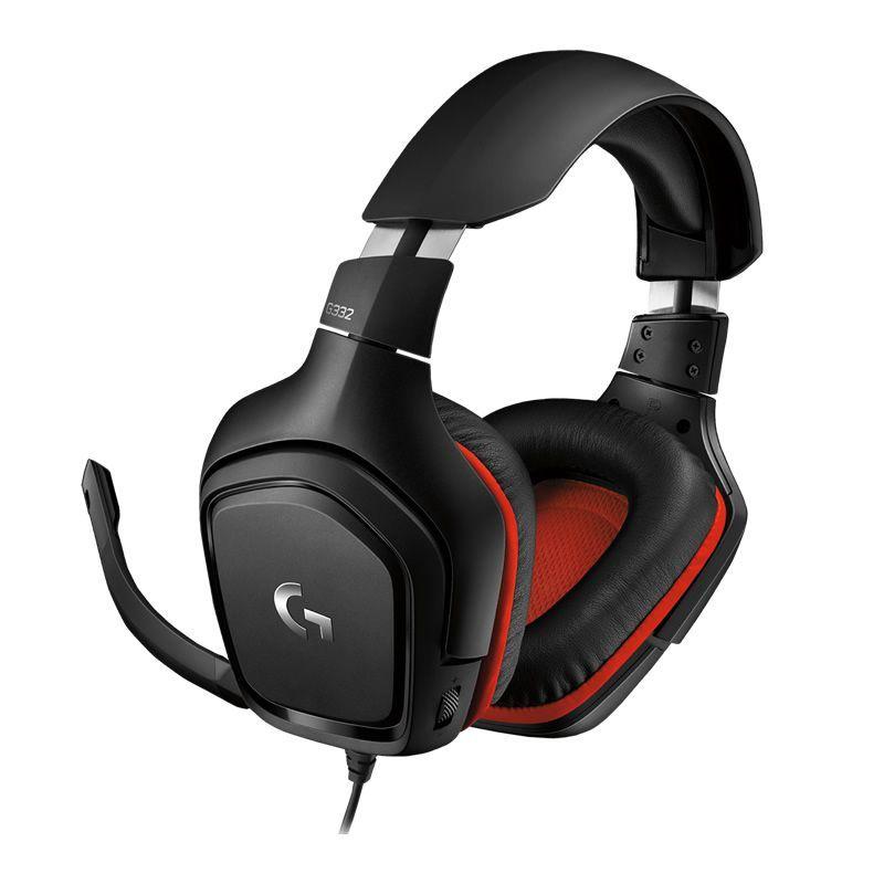 Audífonos Gamer Logitech G332 (Microfono, Multi-Plataforma, Negro/Rojo)-0