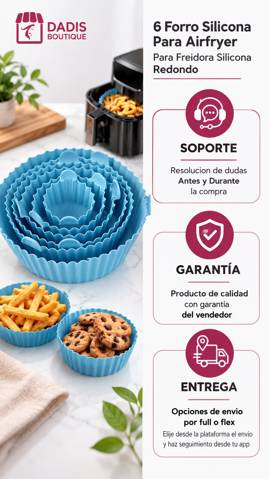 Pack 6 Molde Silicona Redondo Reutilizable Tapete Hornear-4