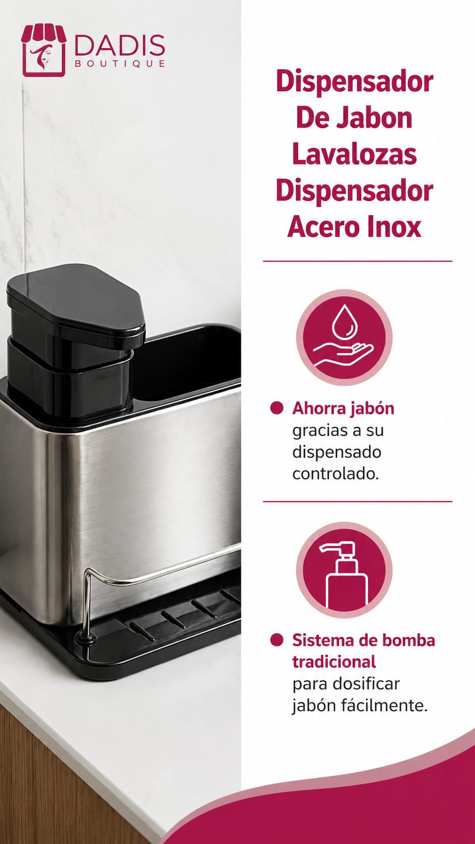 Dispensador De Jabon Lavalozas Dispensador Acero Inox-2
