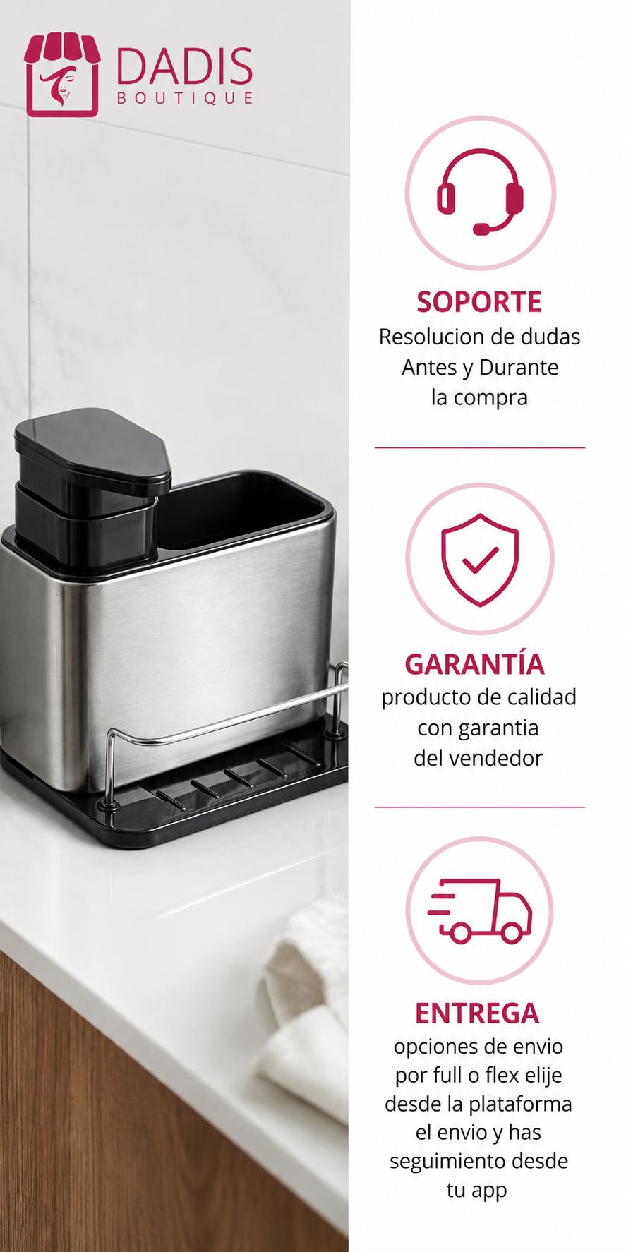 Dispensador De Jabon Lavalozas Dispensador Acero Inox-3