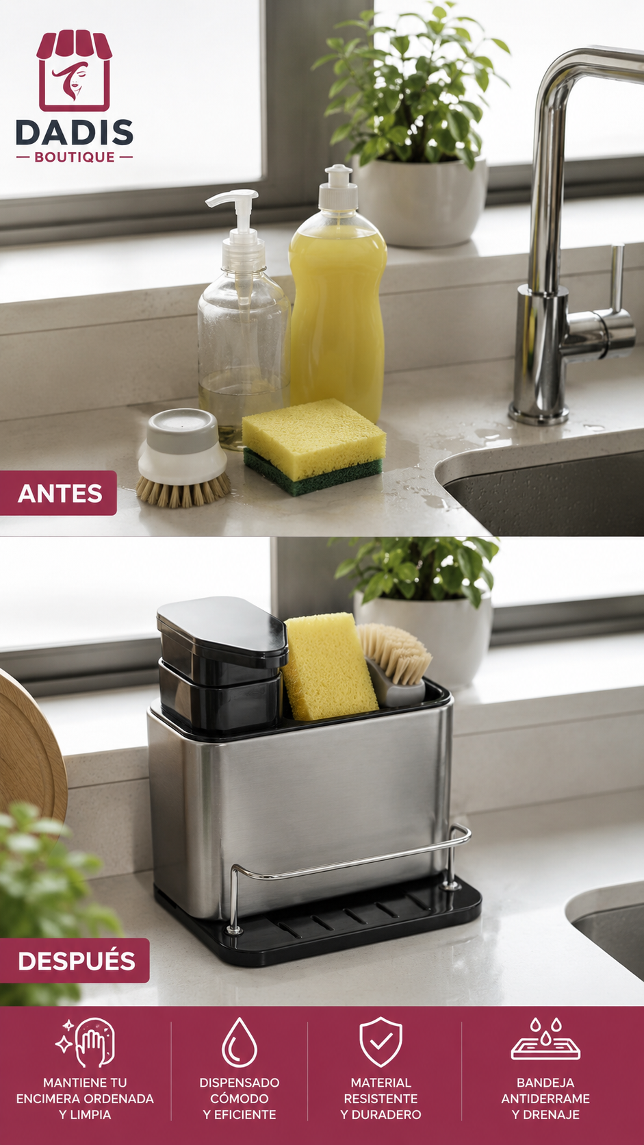 Dispensador De Jabon Lavalozas Dispensador Acero Inox-4