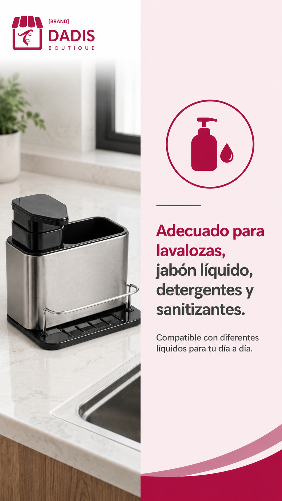 Dispensador De Jabon Lavalozas Dispensador Acero Inox-6