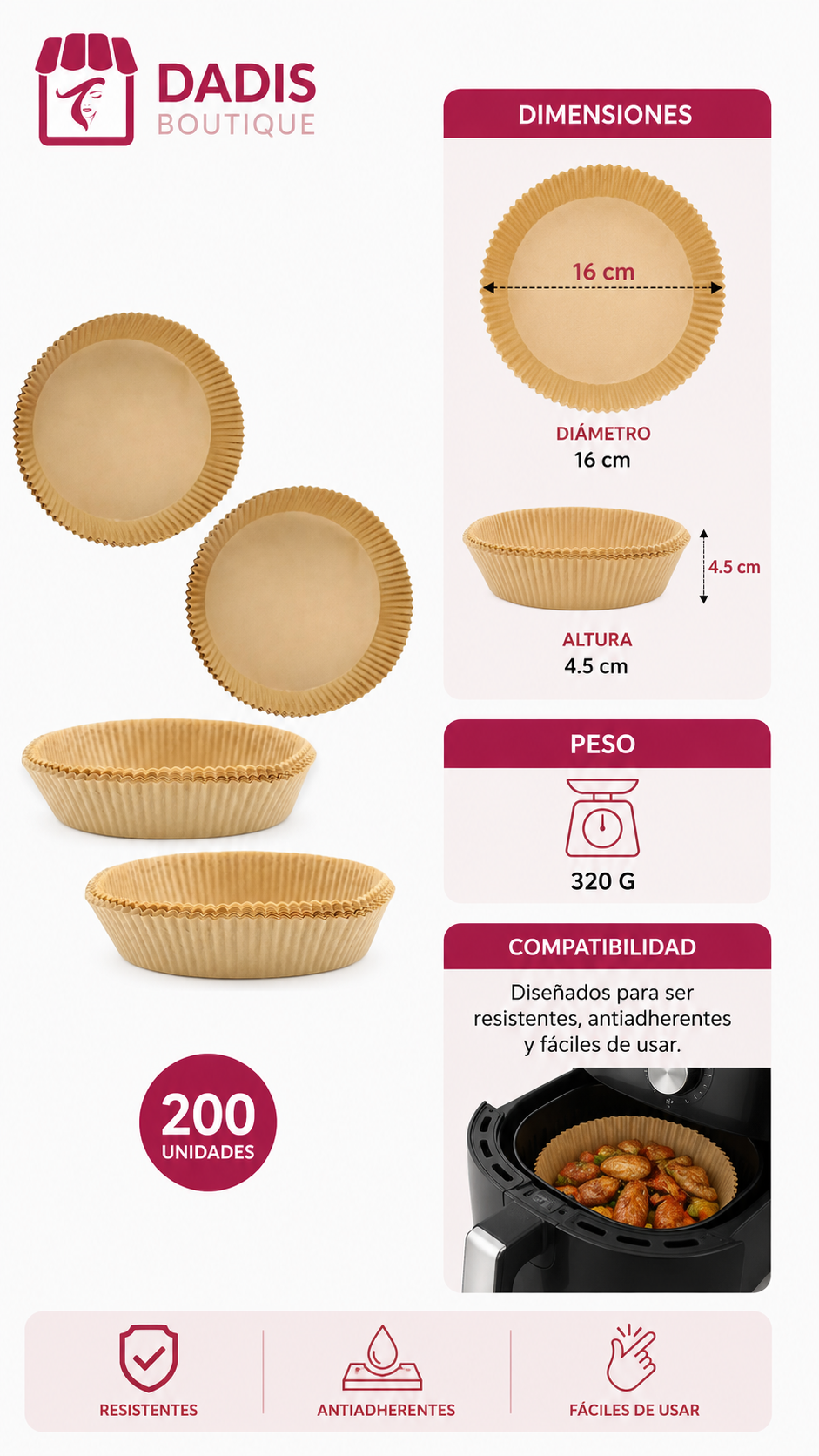 200 Forro Desechable Papel Para Airfryer Papel Freidora-3