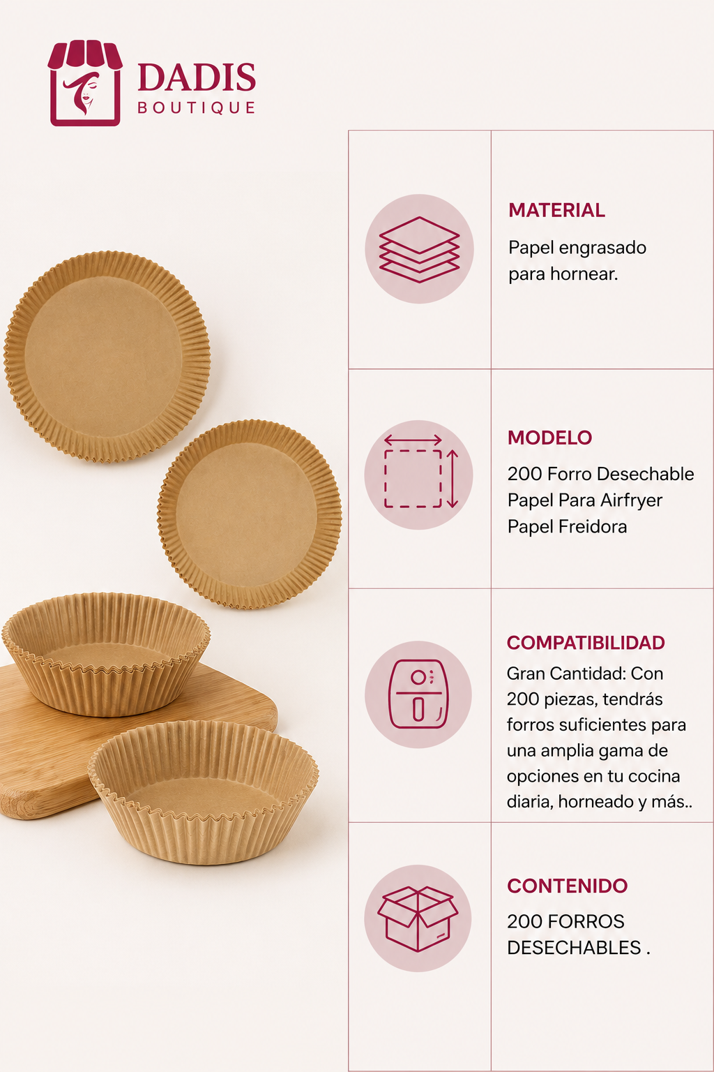 200 Forro Desechable Papel Para Airfryer Papel Freidora-4
