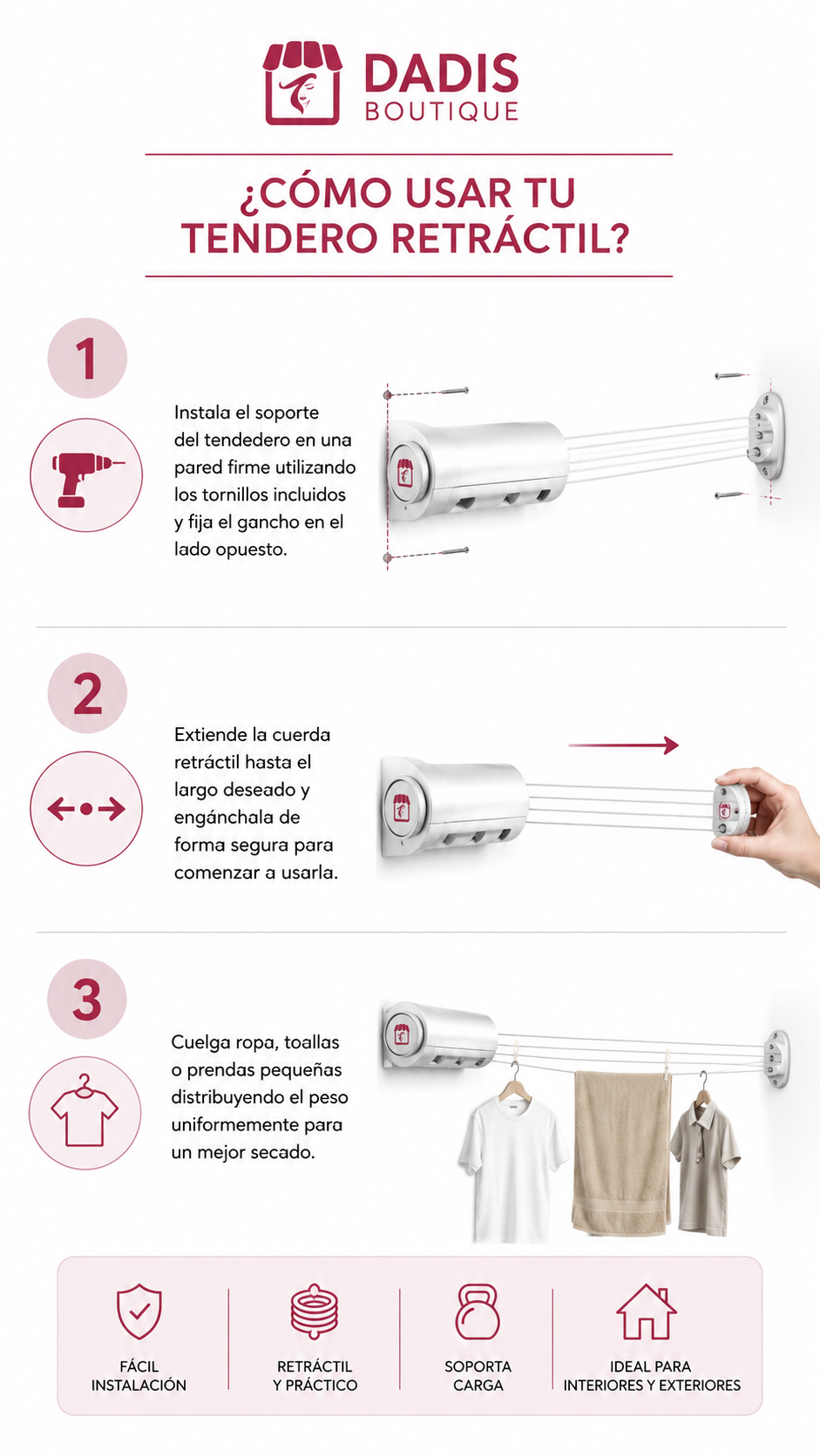 Colgador Retractil Tendero Tendedero Retractil Para Ropa-4