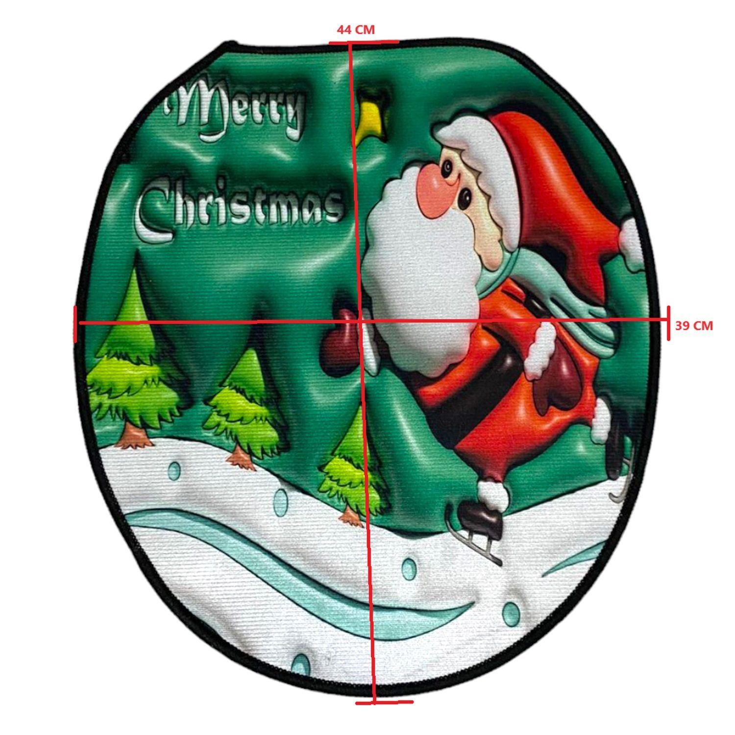 set de baño navideño Juego de baño alfombras de baño cubre tapa wc navidad-3