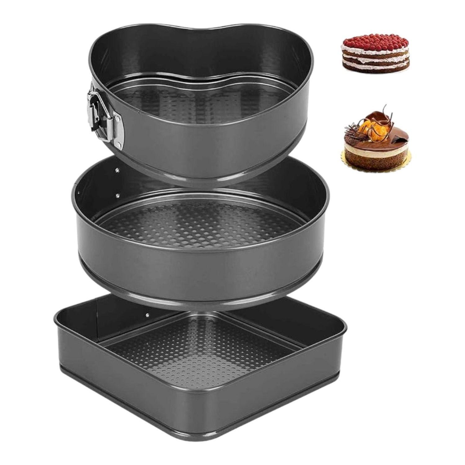 Set 3 moldes desmontables formas queque antiadherente torta-0