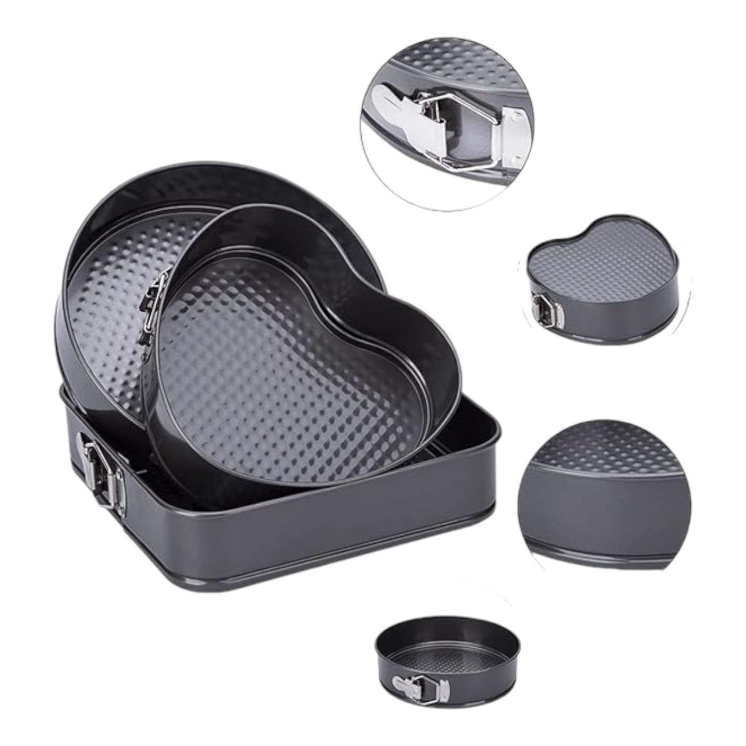 Set 3 moldes desmontables formas queque antiadherente torta-4