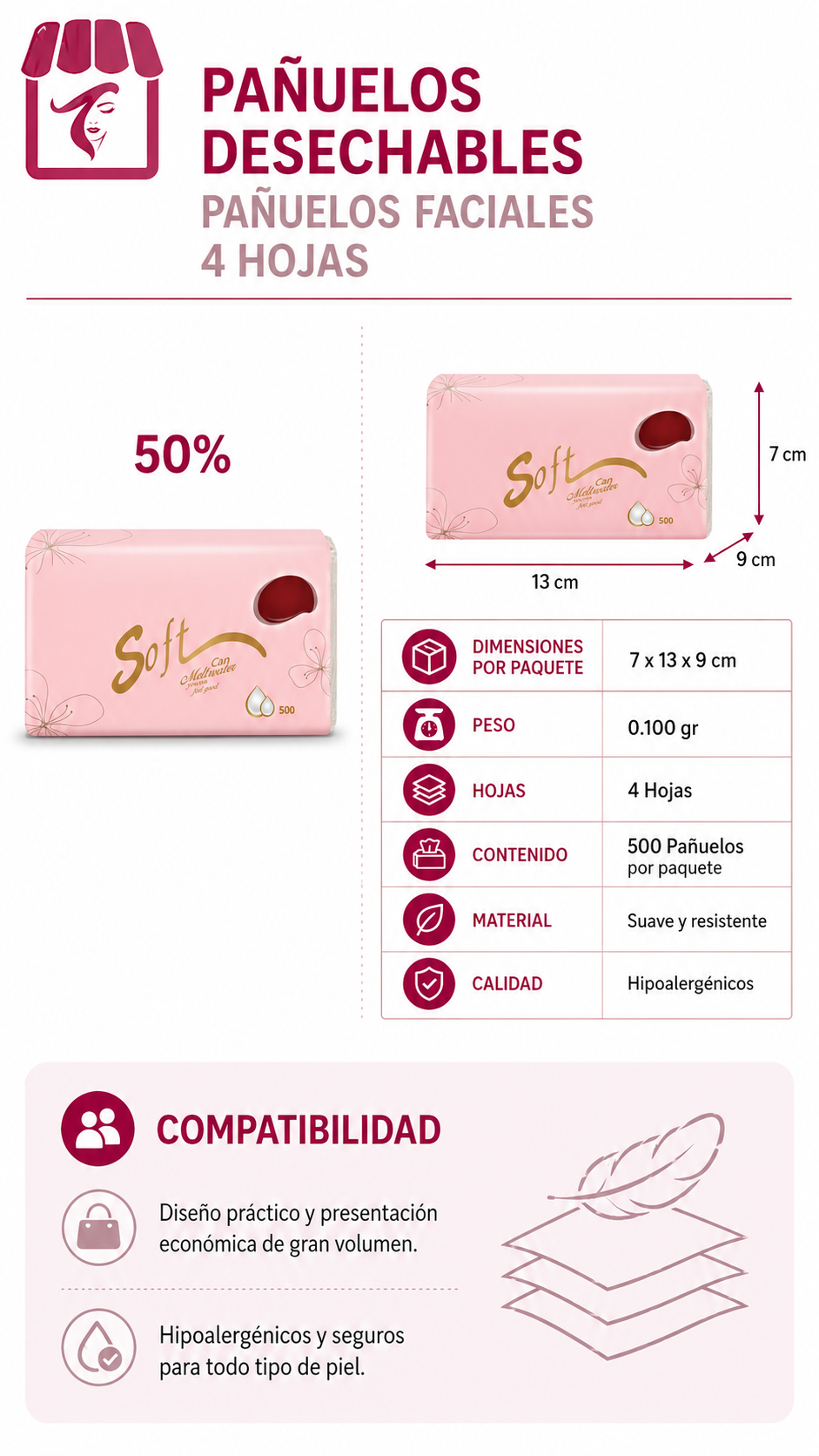 3360 Pañuelos Desechables Pañuelos Faciales 4 Hojas-2