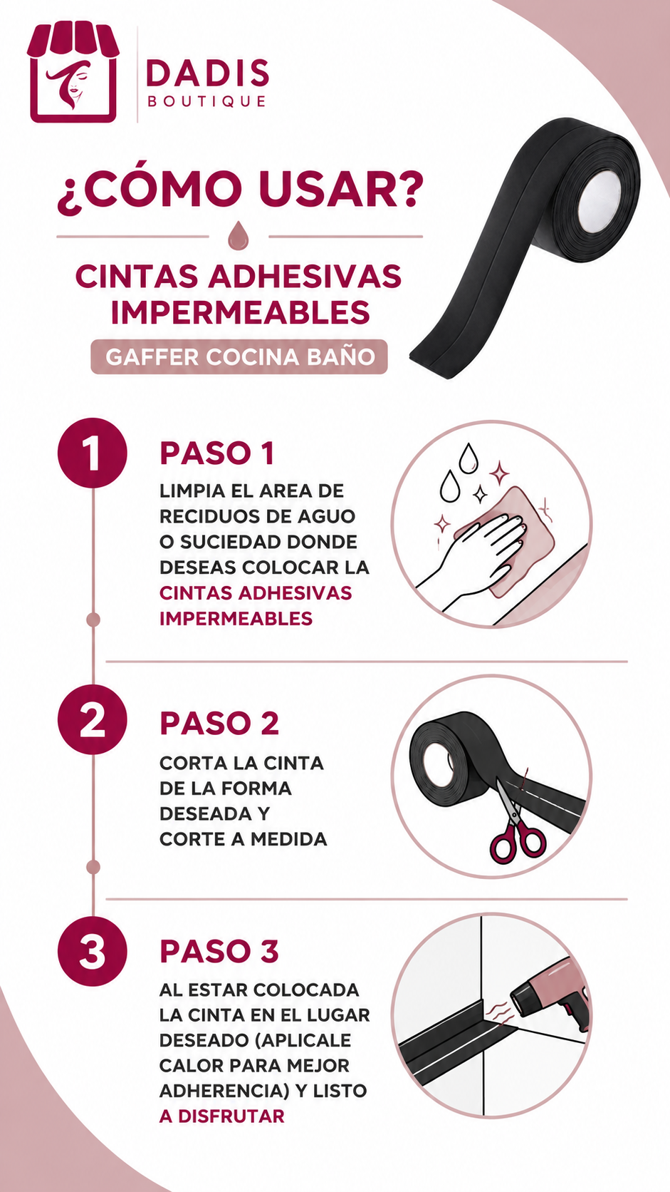 Cinta Gaffer Cinta Adhesiva Impermeable Cocina Ba o-6