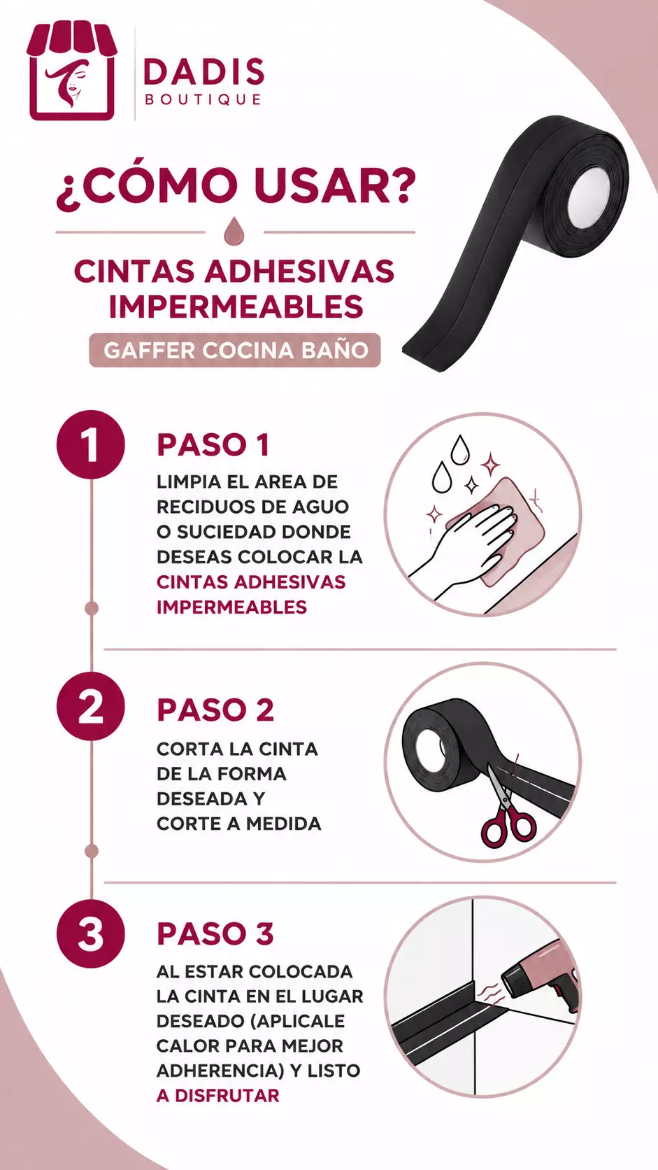Cinta Adhesiva Impermeable Gaffer Selladora Cocina Baño-5