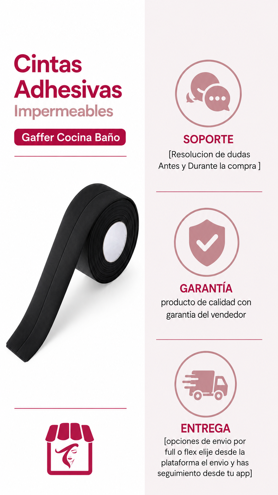 Cinta Adhesiva Impermeable Gaffer Selladora Cocina Baño-7