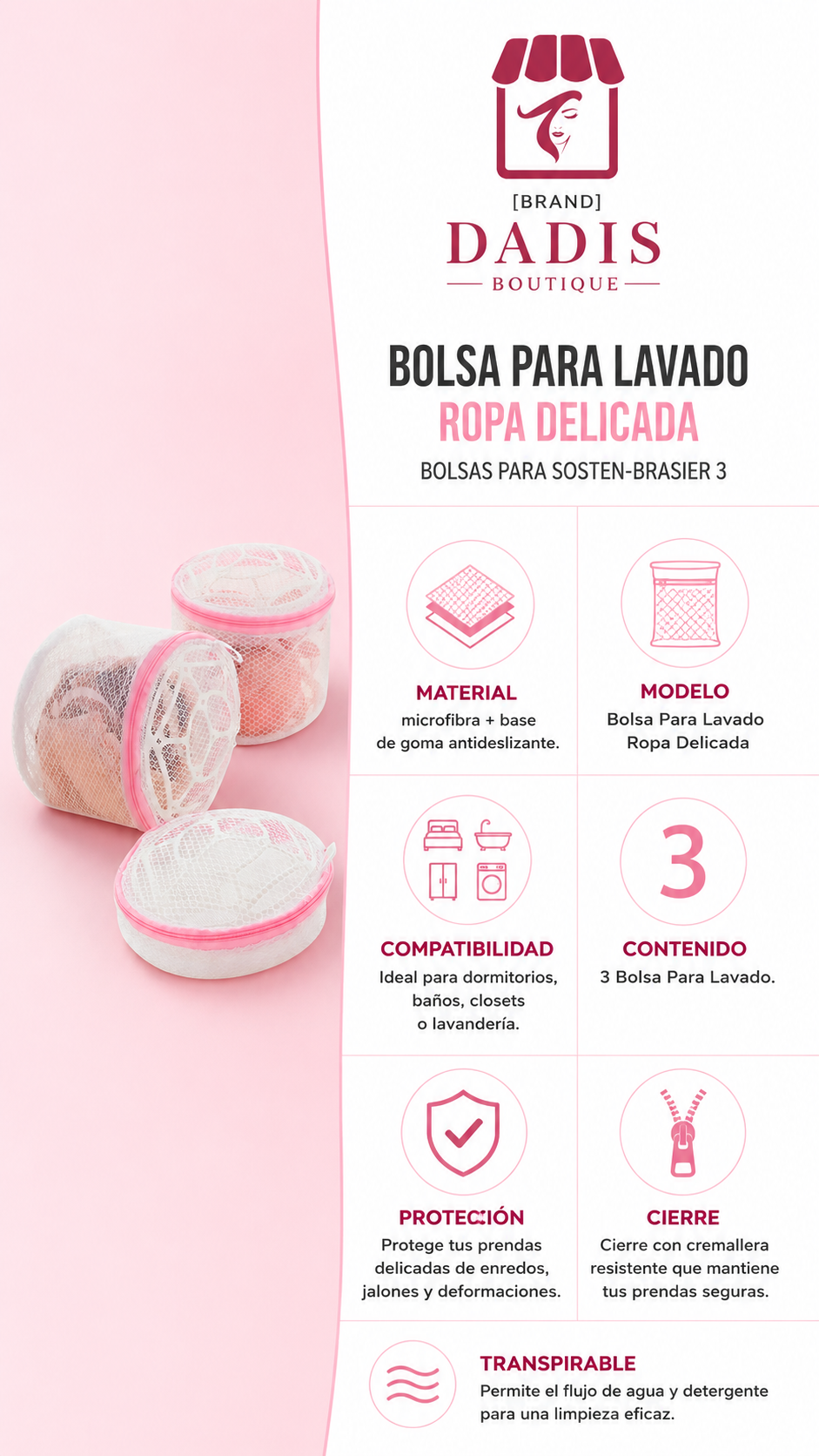 Bolsa Para Lavado Ropa Delicada Bolsas Para Sosten-brasier 3-6