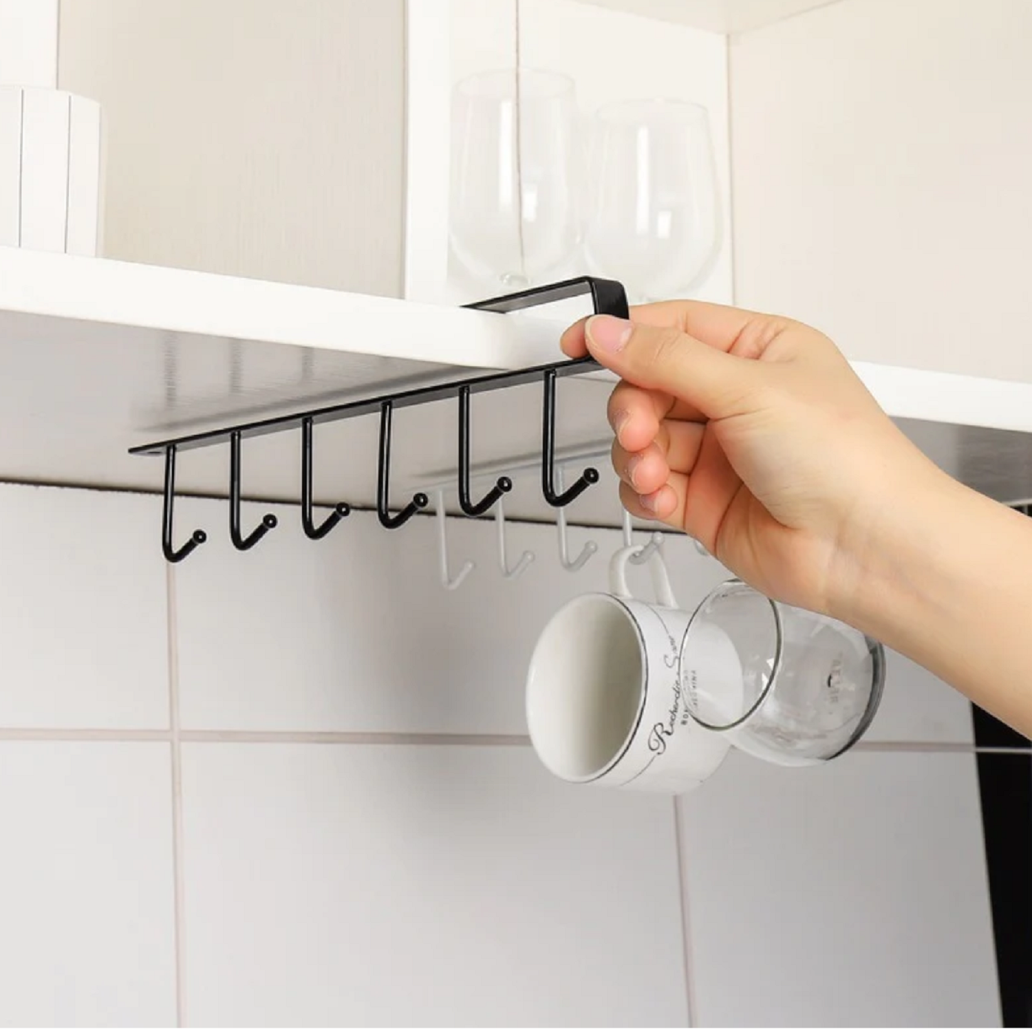 pack 2 colgador de tazas porta 6 ganchos y porta copas colgante soporte copas -3