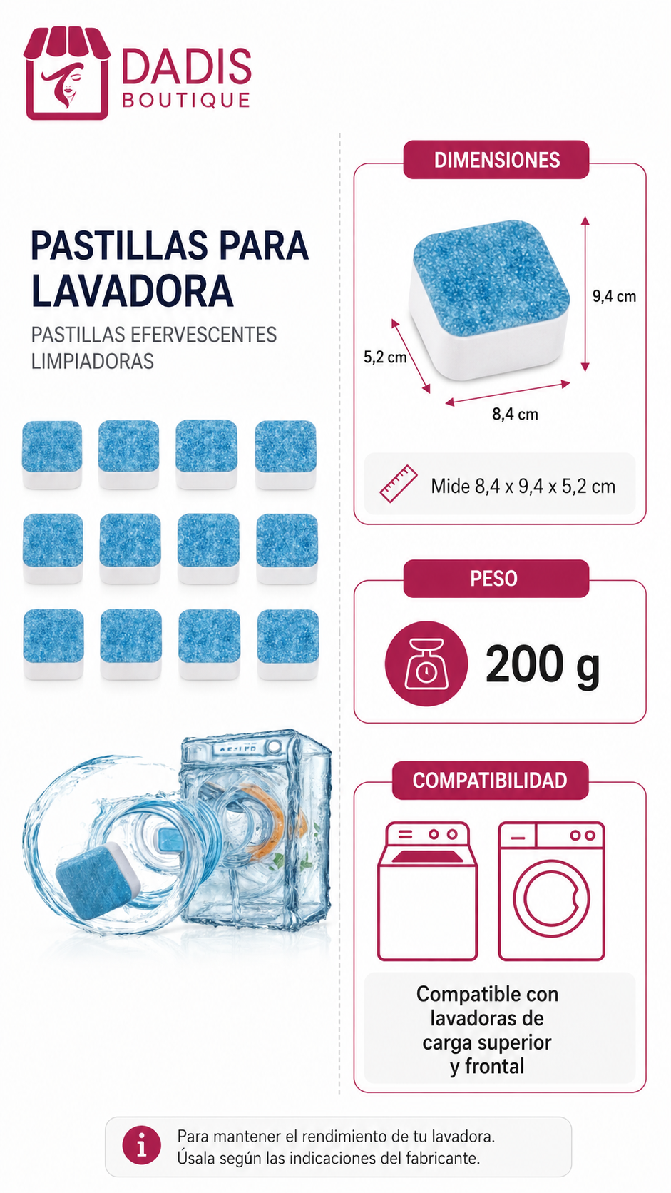 Pastillas Para Lavadora Pastillas Efervecentes Limpiadoras-2