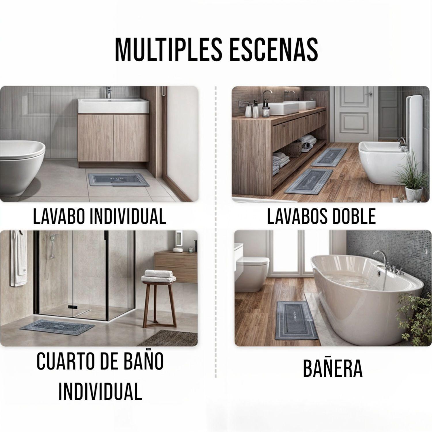 Alfombras para baño bajada de bano super absorbente  Negra-7