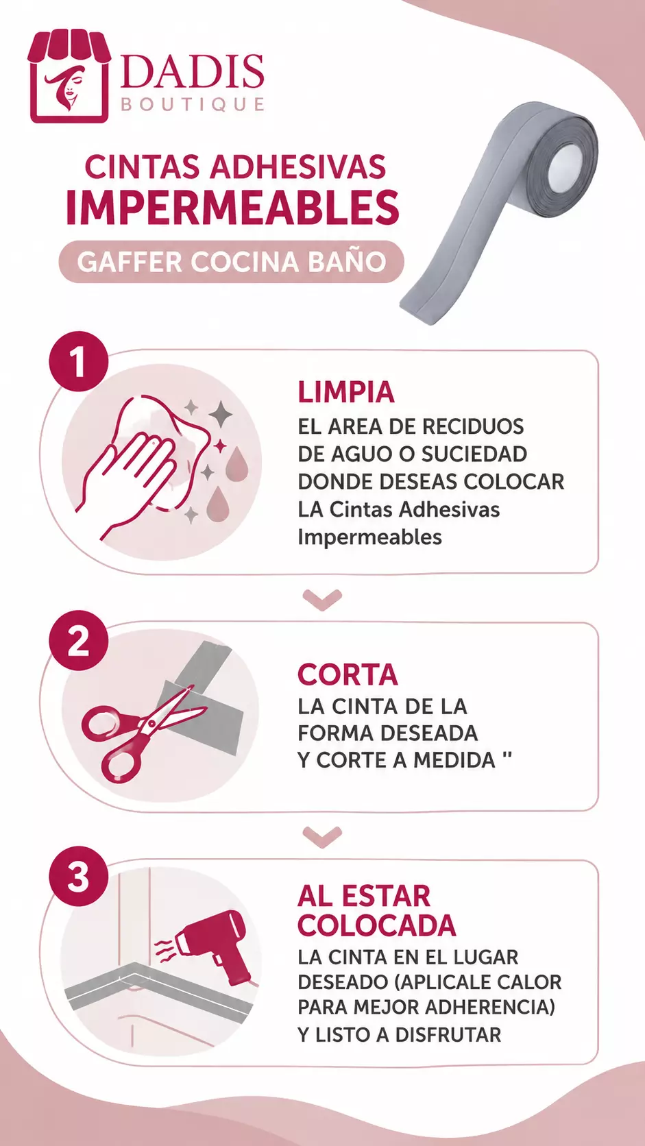 Cinta Gaffer Cinta Adhesiva Impermeable Cocina Baño-4