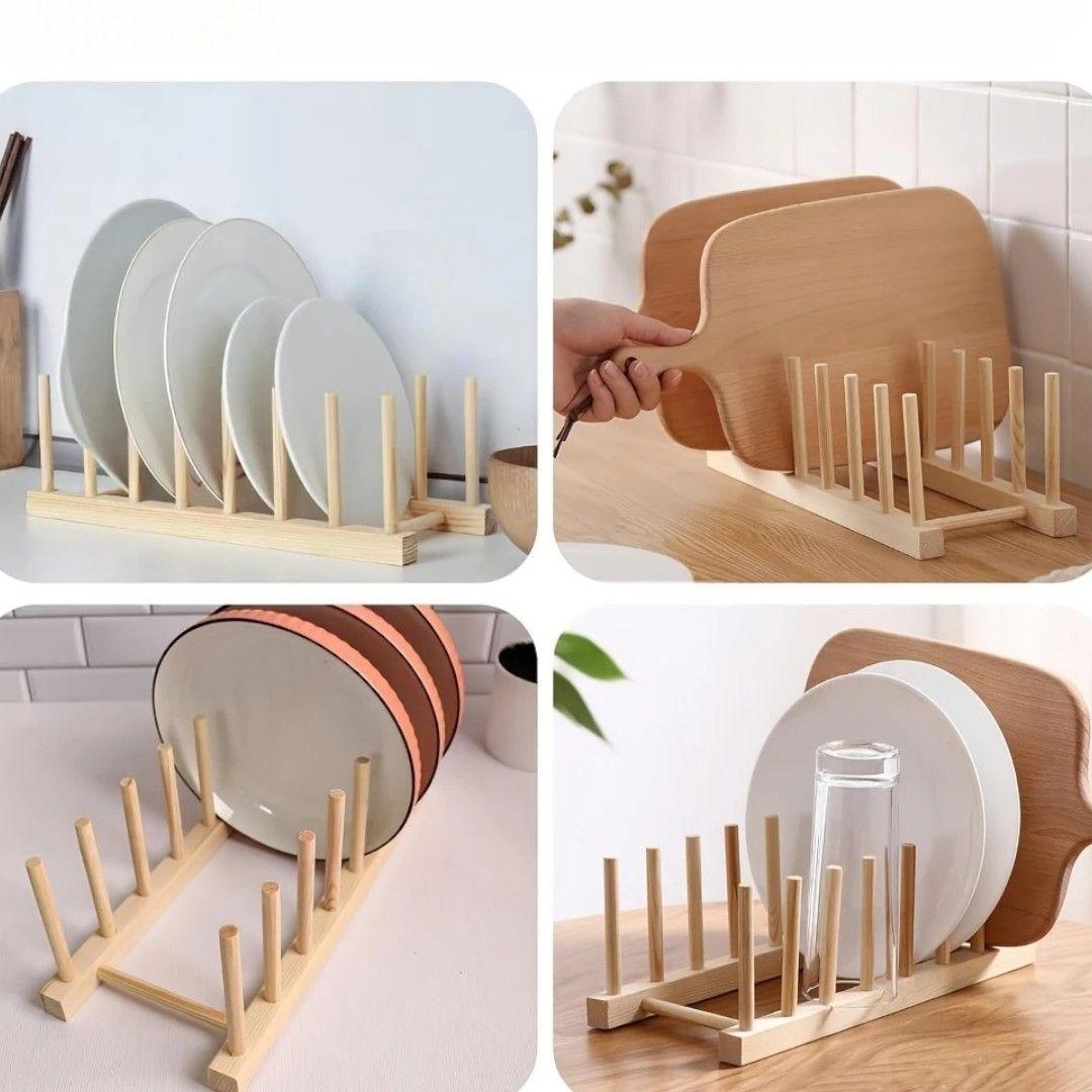 Secador escurridor platos bambu secador de platos madera-2