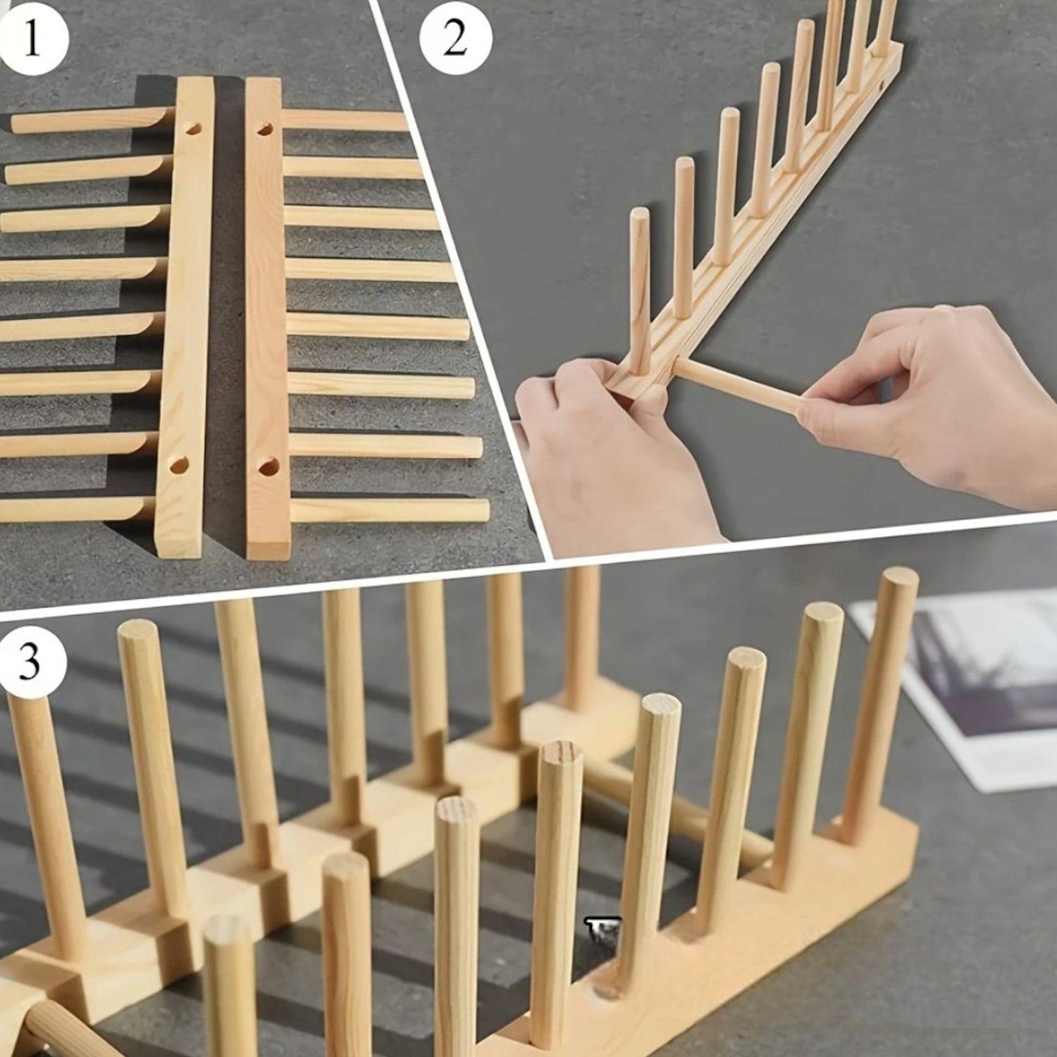 Secador escurridor platos bambu secador de platos madera-3