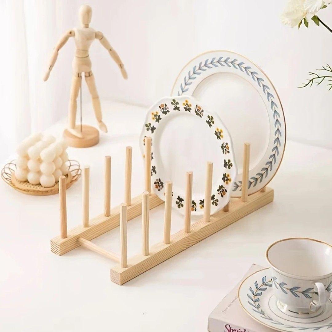 Secador escurridor platos bambu secador de platos madera-5