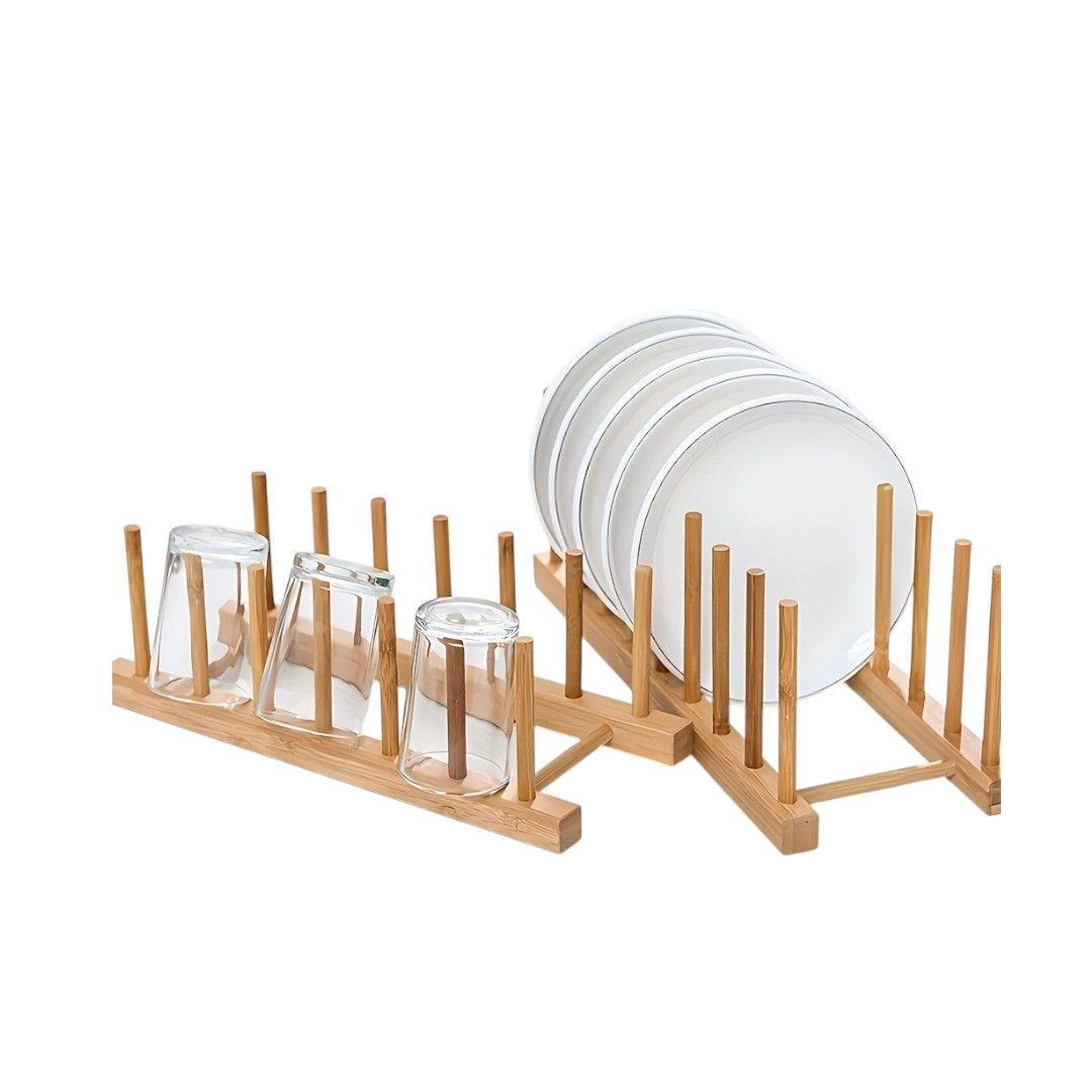 Secador escurridor platos bambu secador de platos madera-7