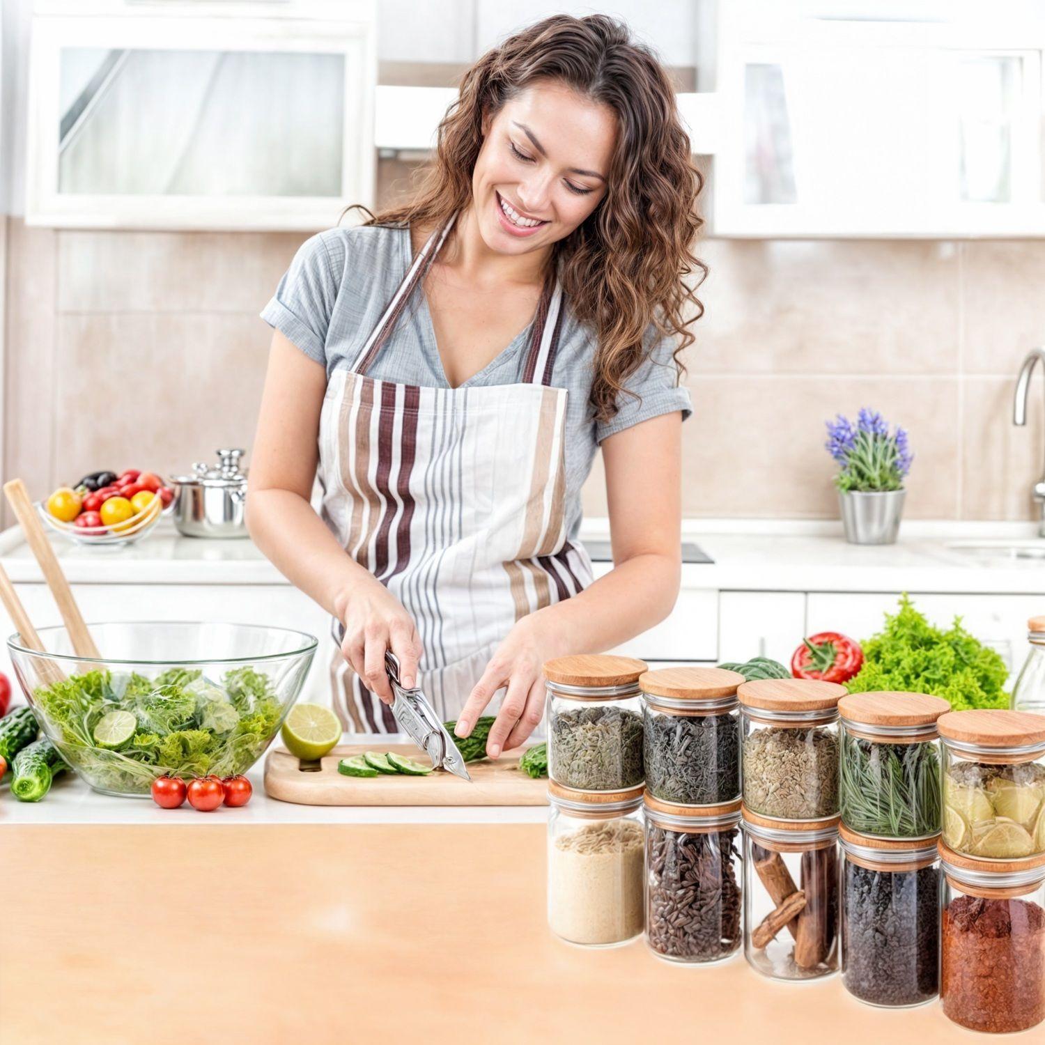 Frascos conserva tapa bambu frascos de vidrio 250ml-3