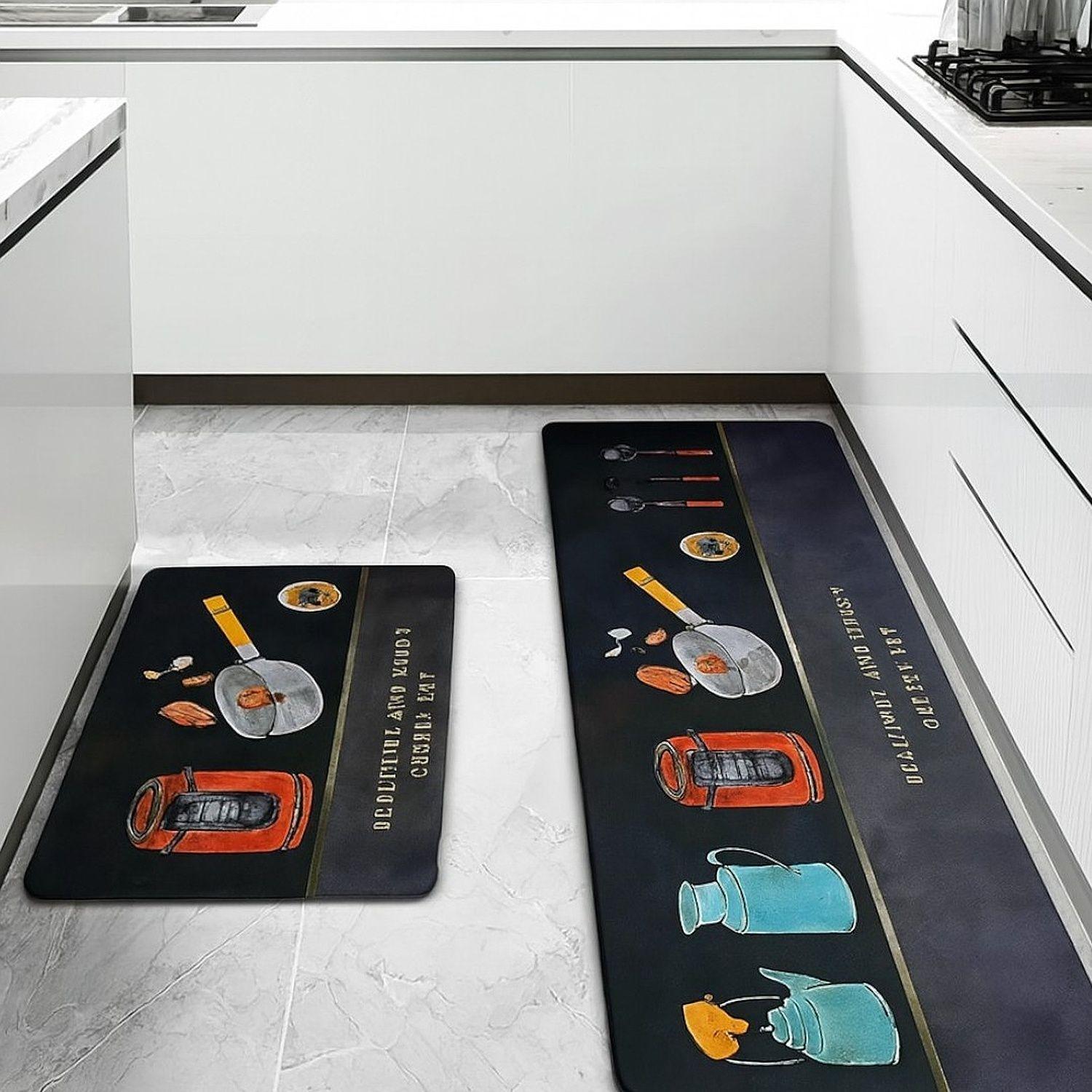 Set 2 alfombra antideslizante cocina alfombras super absorbente -3