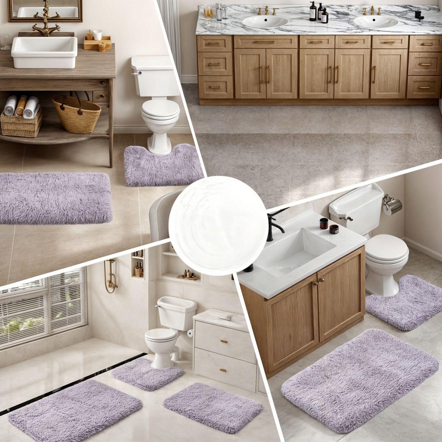 Set de baño Juego de baño alfombras de baño cubre tapa WC 3en1 POLAR -5