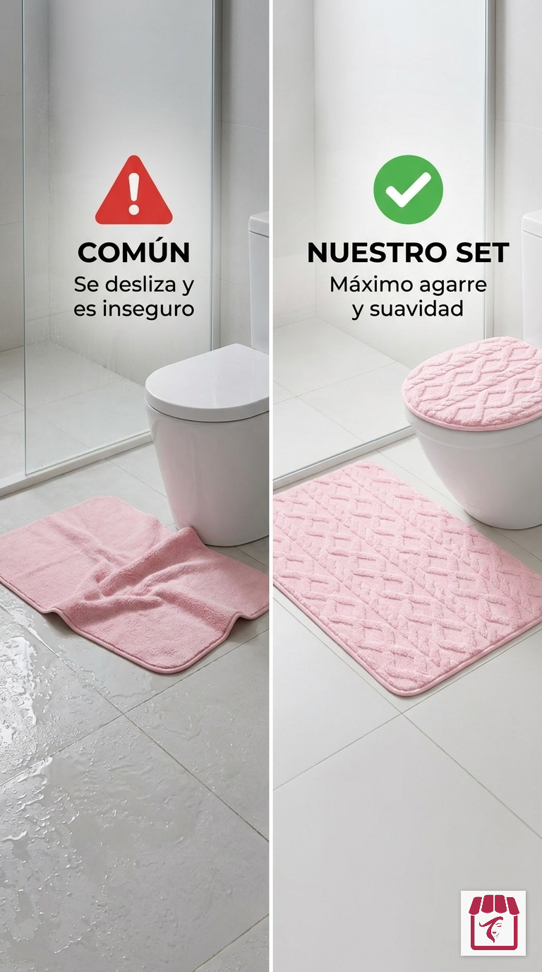 Set De Baño Juego De Baño Alfombras Baño Cubre Tapa Wc 3en1-2