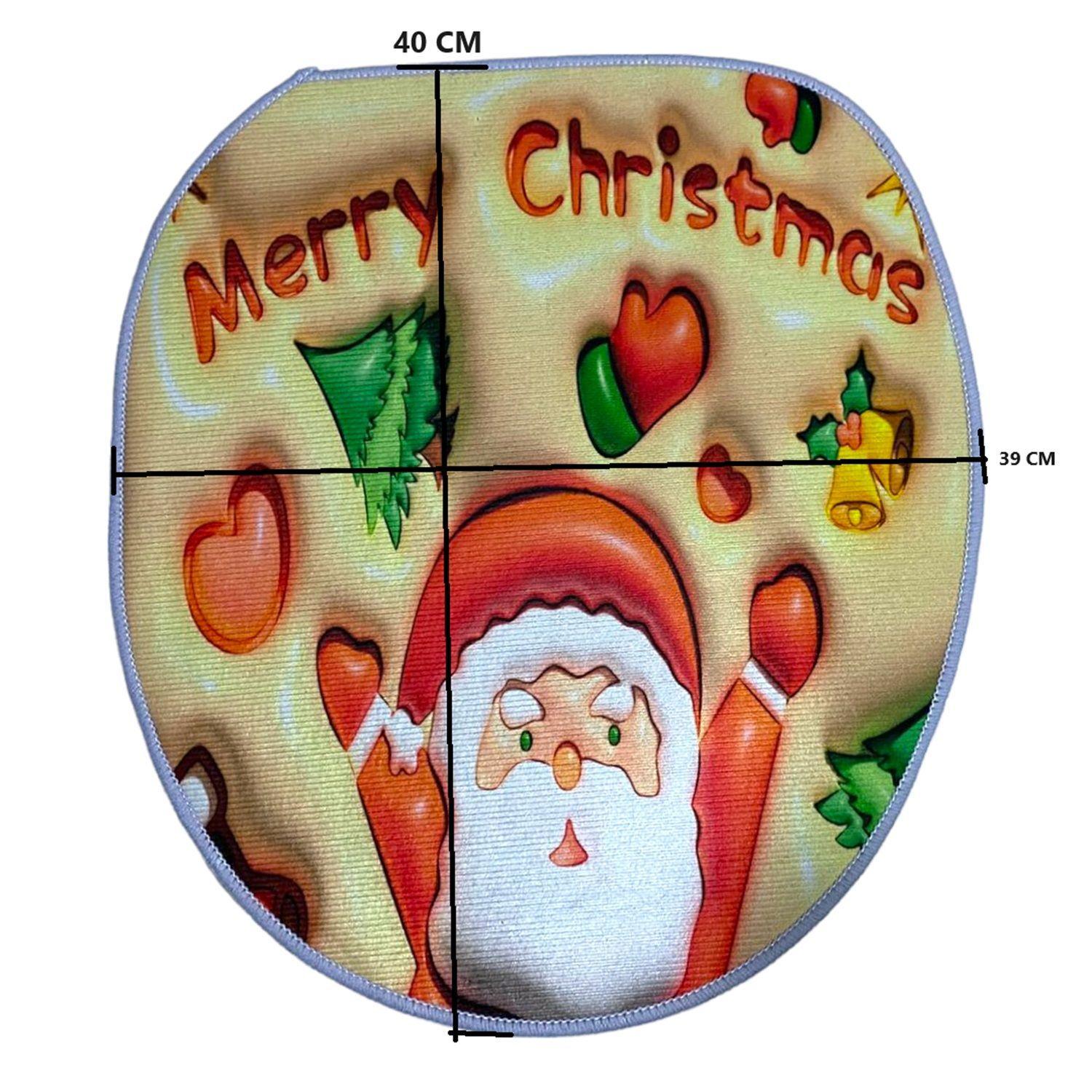 Set de baño navideño Juego de baño alfombras de baño cubre tapa wc navidad-1