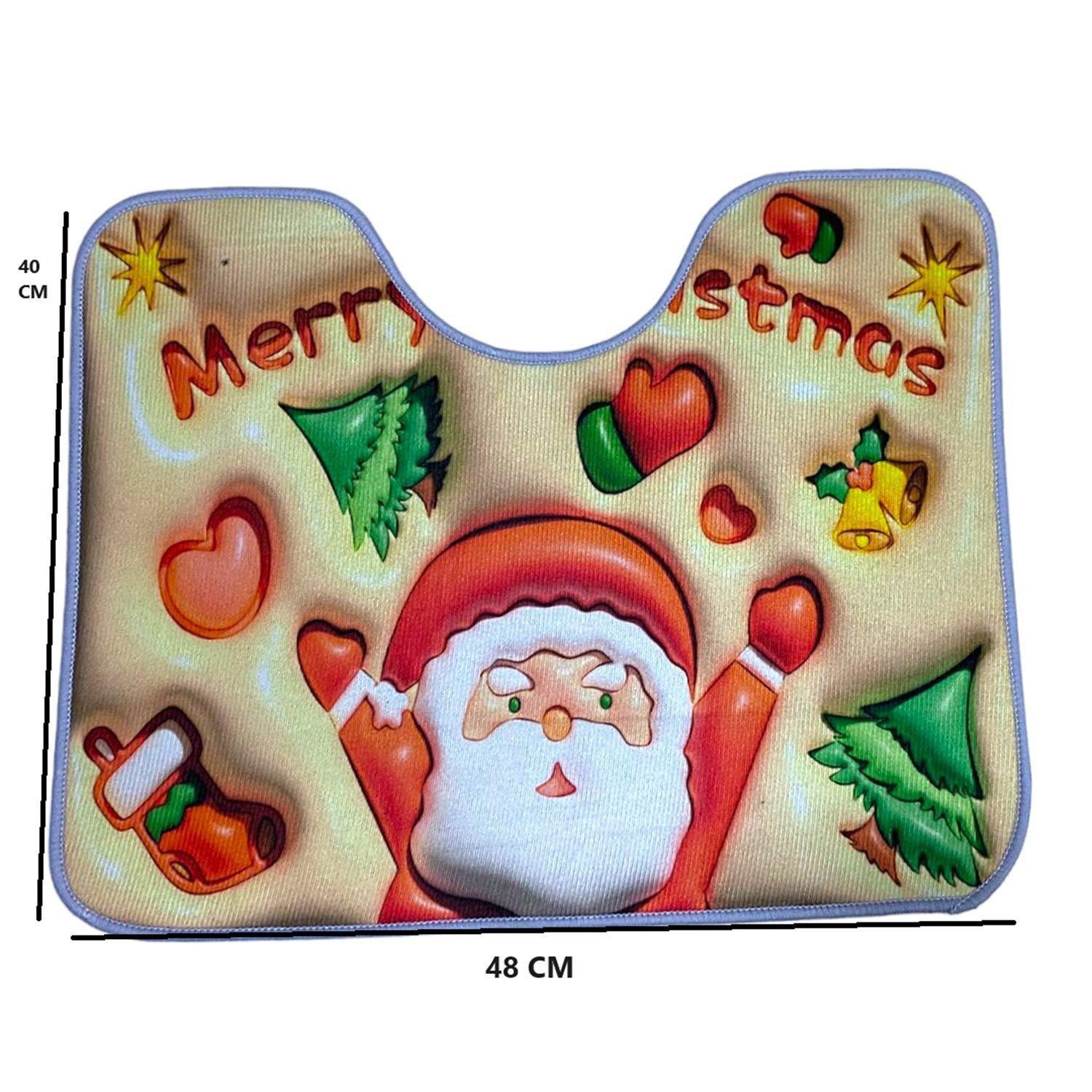 Set de baño navideño Juego de baño alfombras de baño cubre tapa wc navidad-4