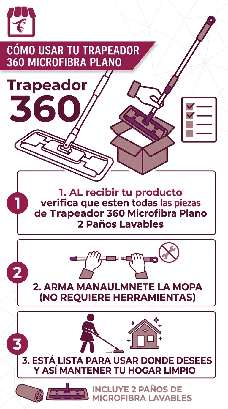 Trapeador 360 Microfibra Plano 2 Pa os Lavables Hogar-3