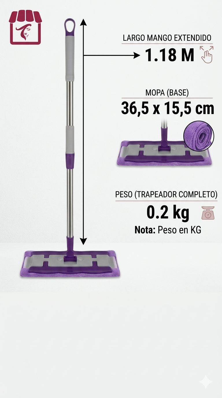 Trapeador 360 Microfibra Plano 2 Pa os Lavables Hogar-6