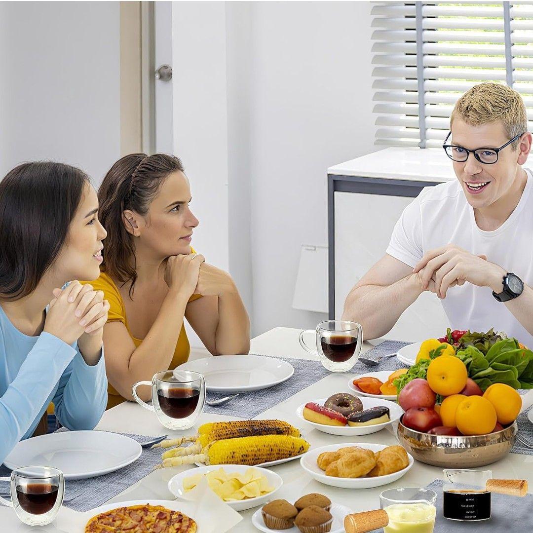 pack 2 tazas para café expreso taza doble vidrio menaje 80 ml-2