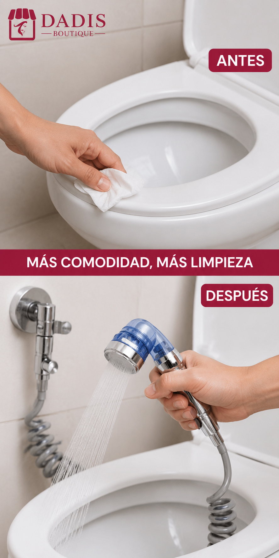 Ducha Auxiliar Para Grifo Universal con Bidé Portátil Azul y Manguera Extensible-5