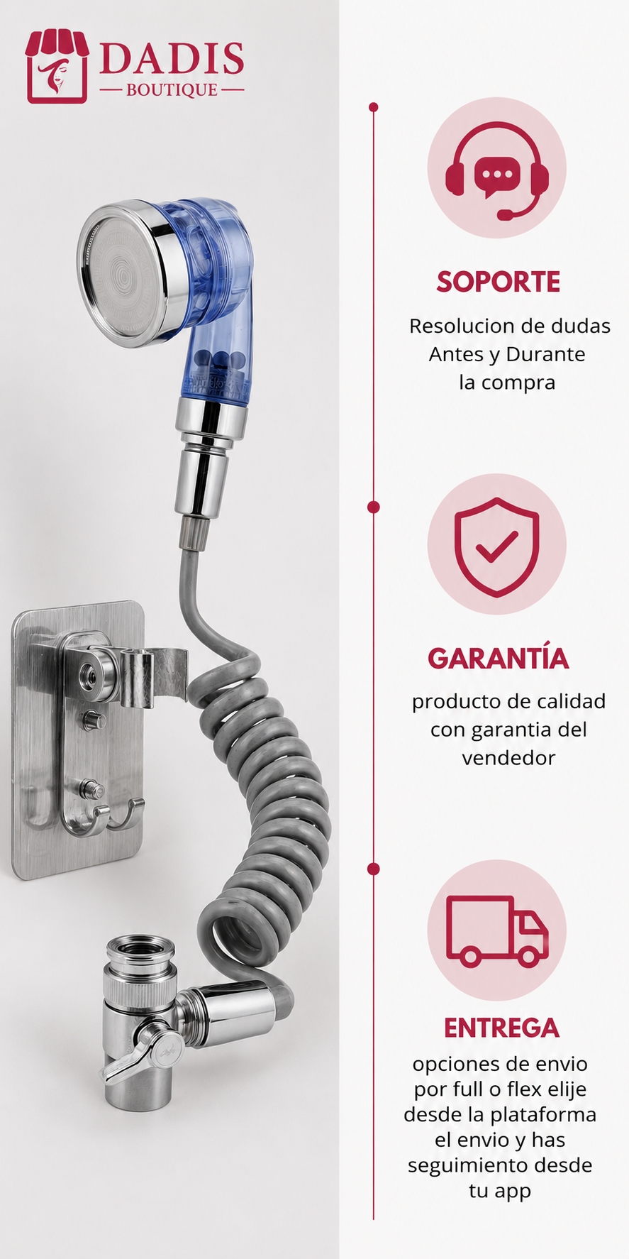Ducha Auxiliar Para Grifo Universal con Bidé Portátil Azul y Manguera Extensible-6