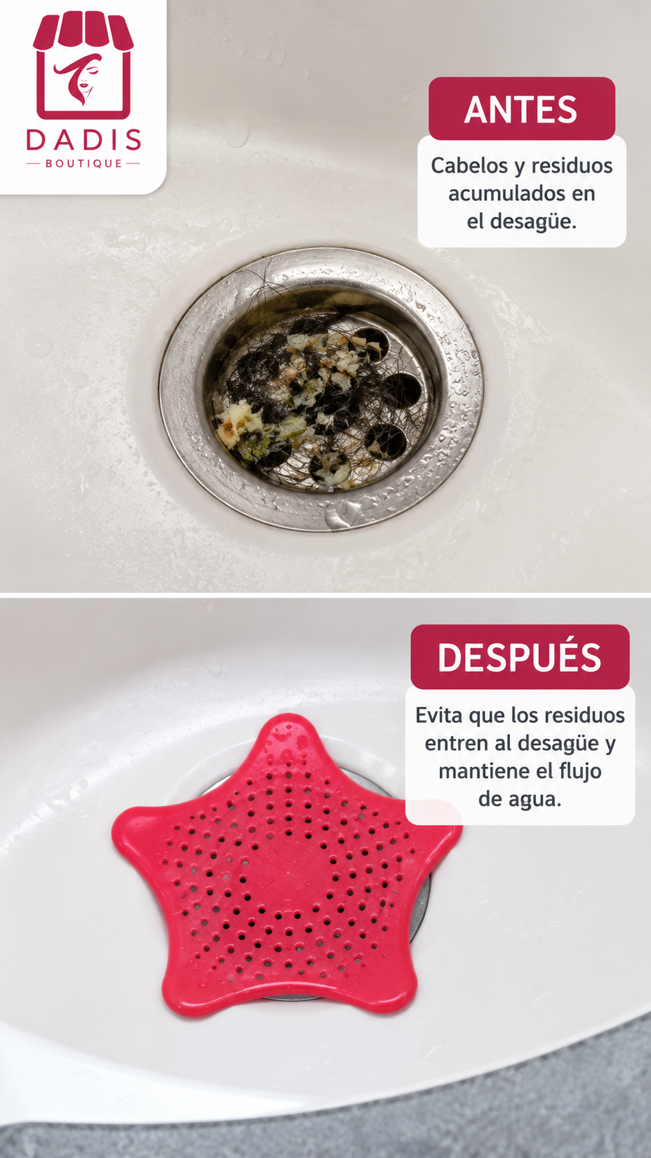 Set 8 Filtro Desague Ducha Tapon Desagüé Lavaplatos Filtro-3