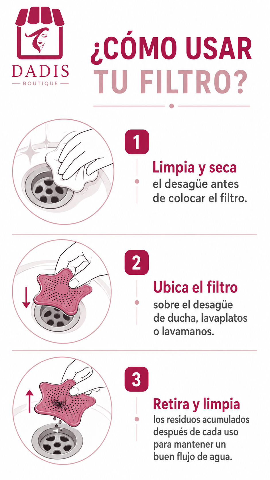 Set 8 Filtro Desague Ducha Tapon Desagüé Lavaplatos Filtro-1