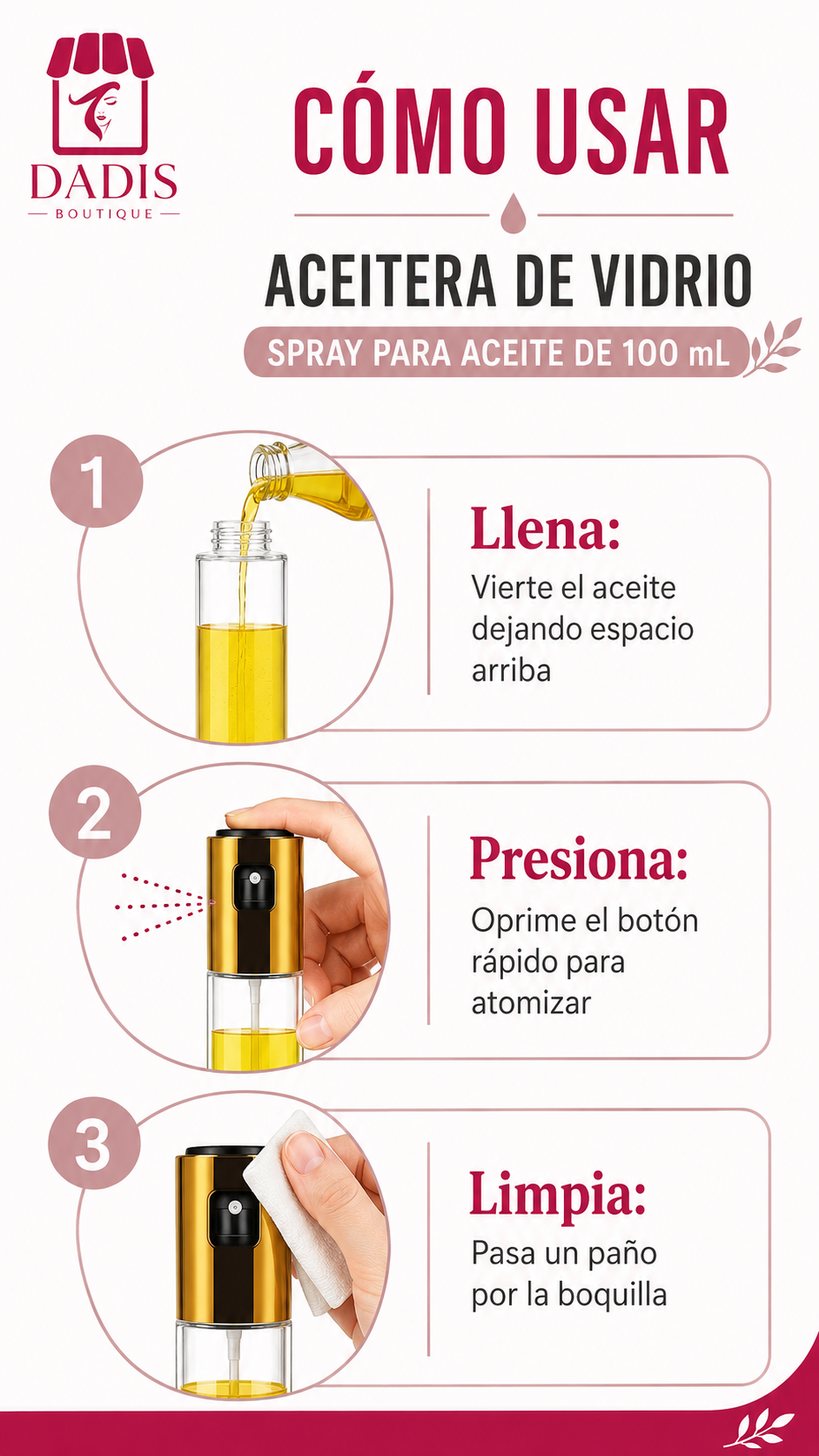 Aceitero De Vidrio Spray Aceitero Atomizador De Aceite 100ml-4