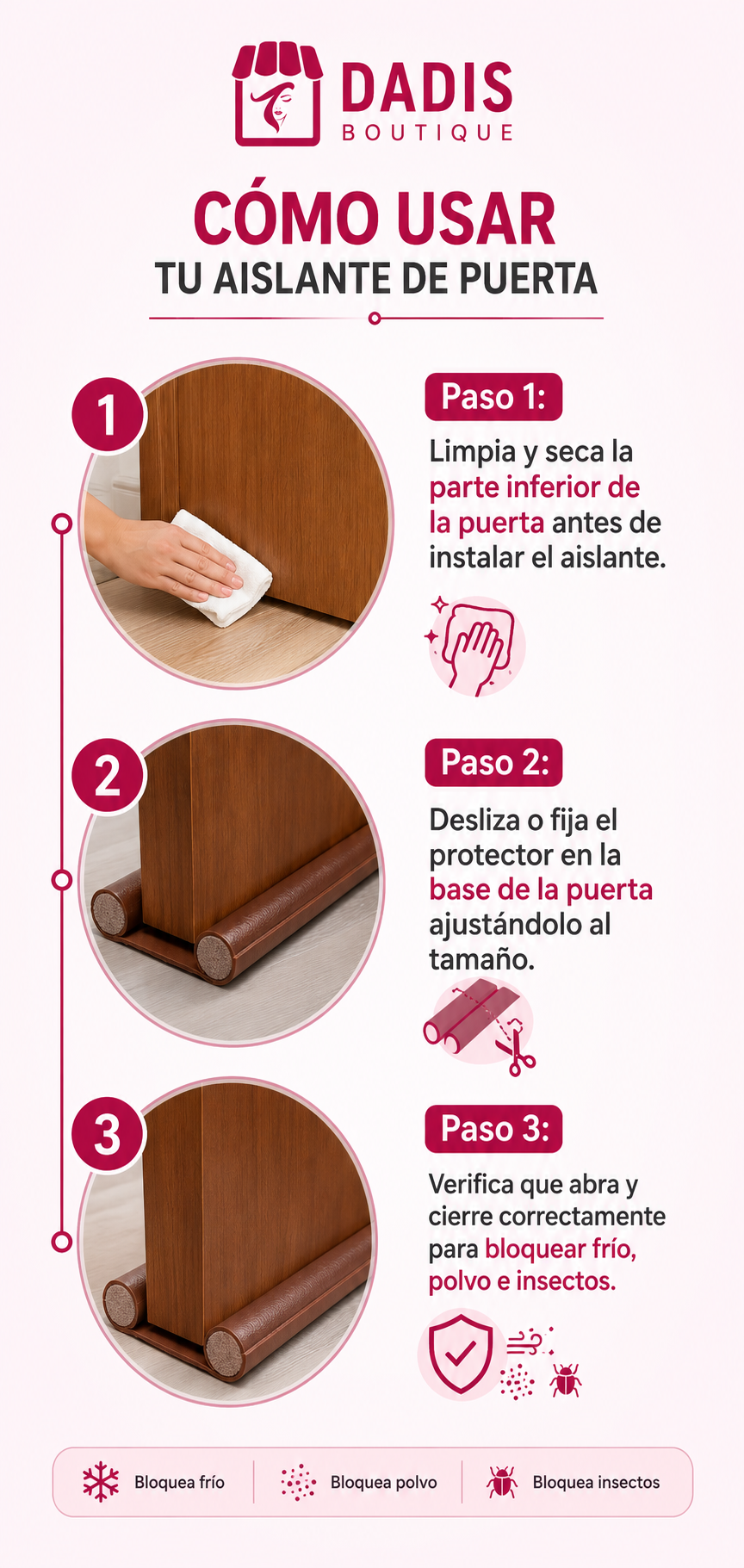 Aislante Puerta Protector Frio Aislante Puerta Insectos-4