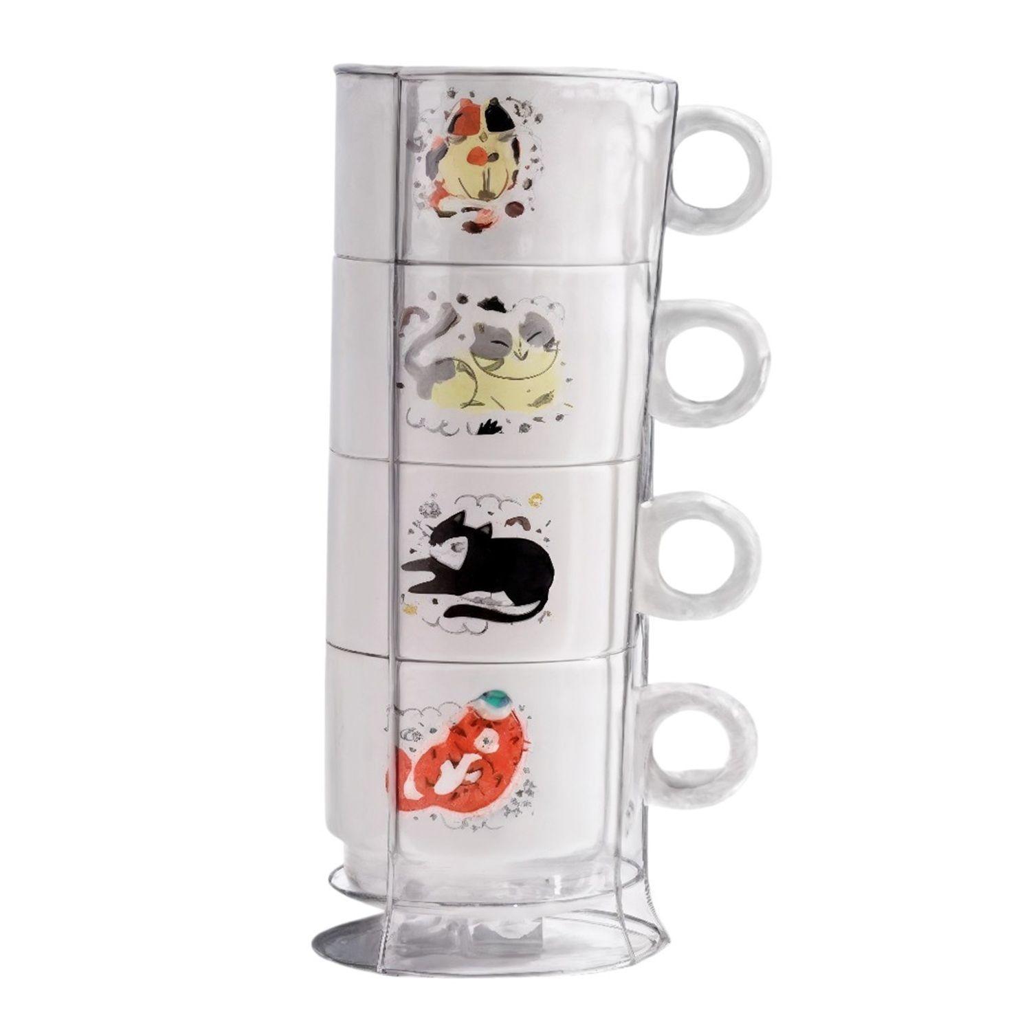 Set tazas apilable tazas de te tazas café soporte vertical-0