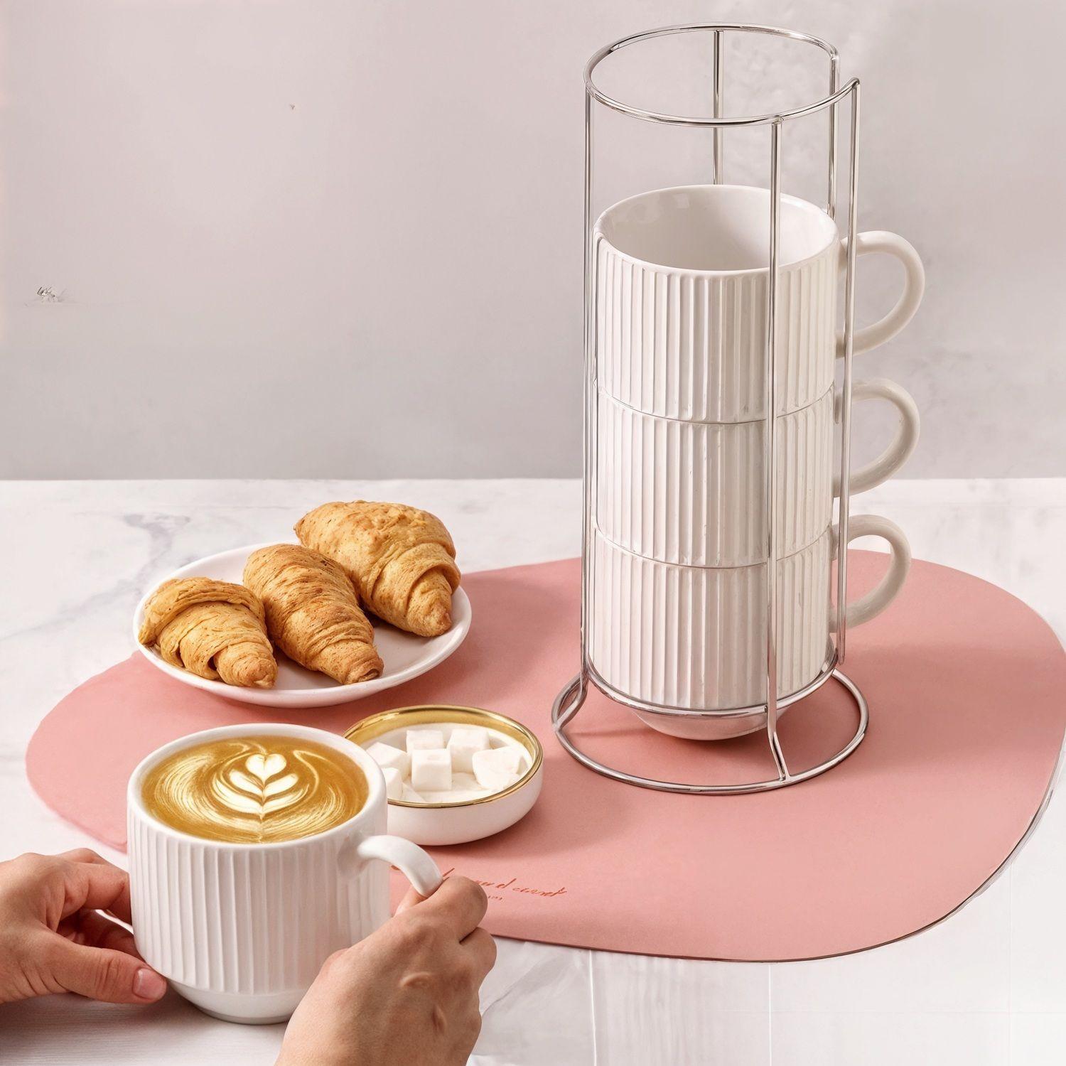 Set tazas apilable tazas de te tazas café soporte vertical-3