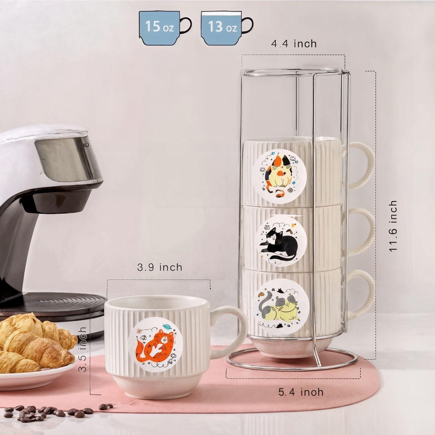 Set tazas apilable tazas de te tazas café soporte vertical-4