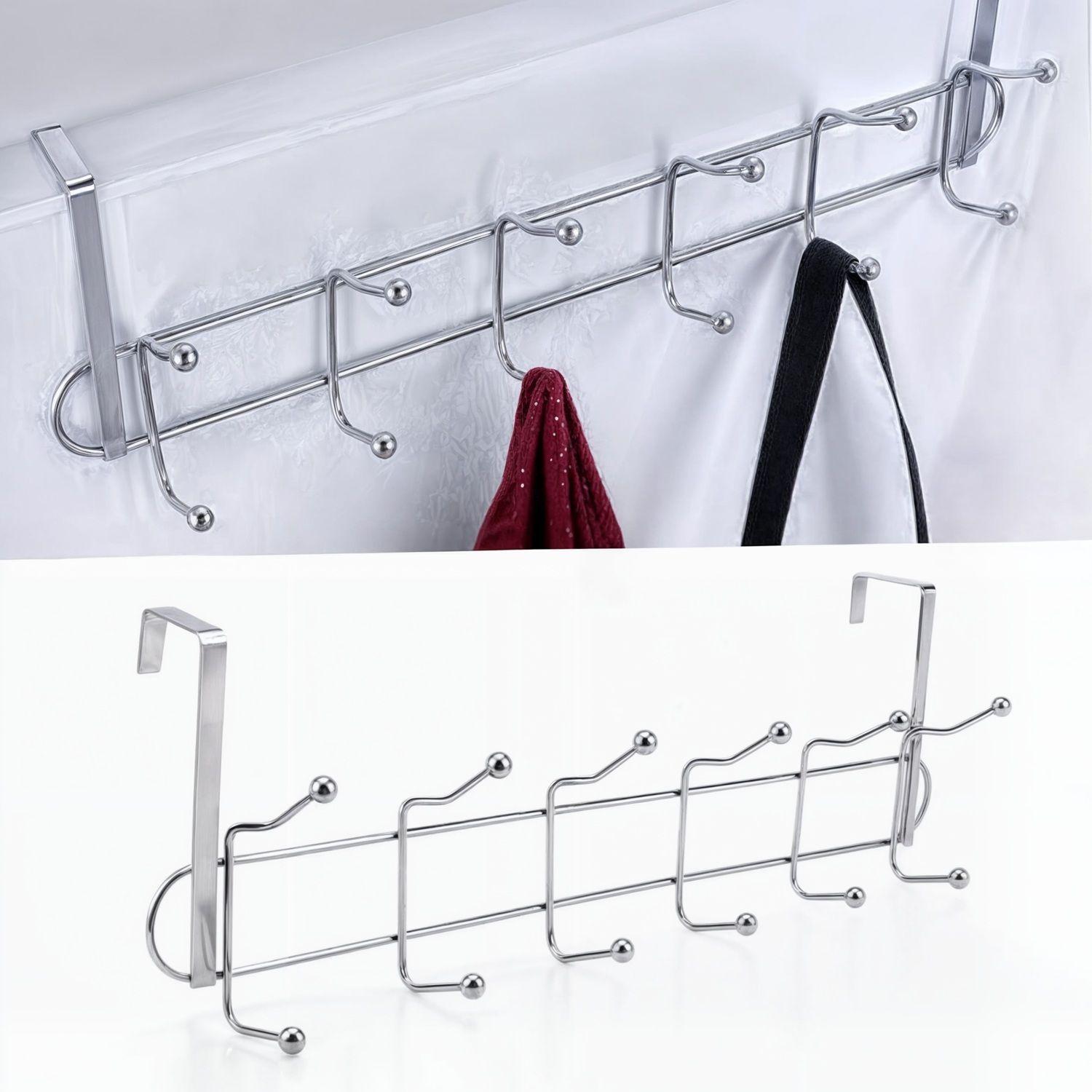 colgadores de ropa 6 ganchos metalicos perchero de puerta acero inox-3