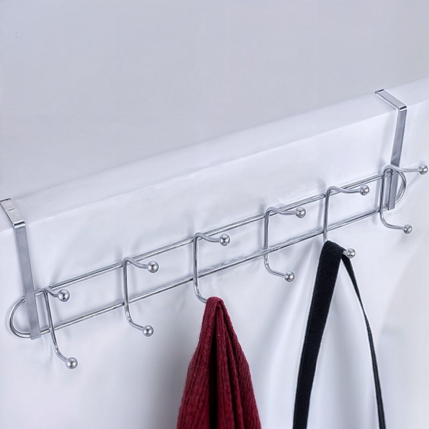colgadores de ropa 6 ganchos metalicos perchero de puerta acero inox-4