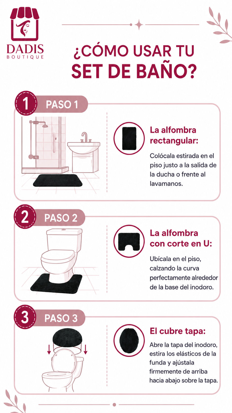 Set De Baño Juego De Baño Alfombras De Baño Cubre Tapa Wc-4
